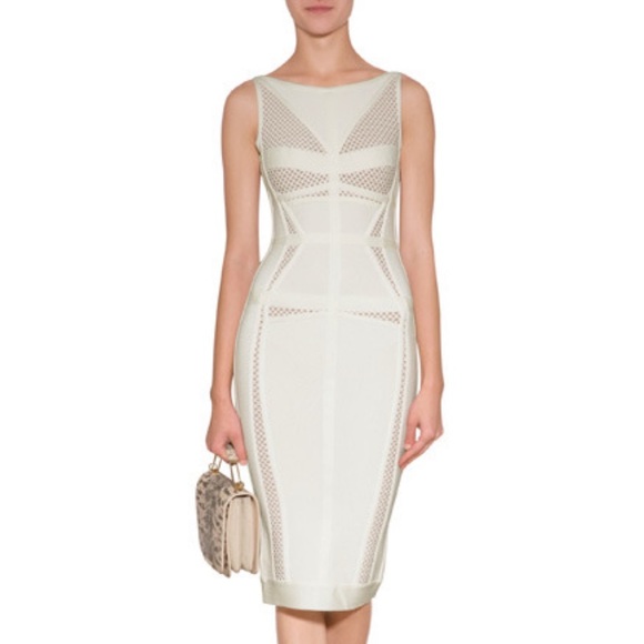 Herve Leger Cocktail Dress Bridal Shower - Sheath with Mesh Inserts - Picture 10 of 11